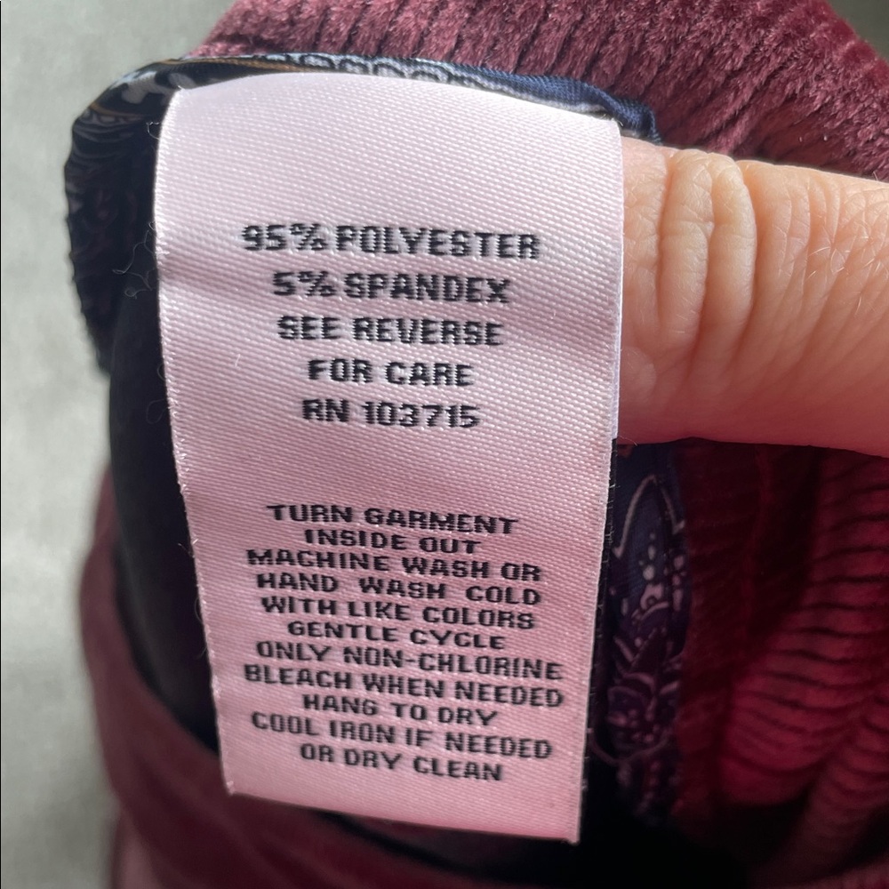 Nanette Lepore Burgundy Velour-Textured Ribbed Pants Size XL - Picture 9 of 9